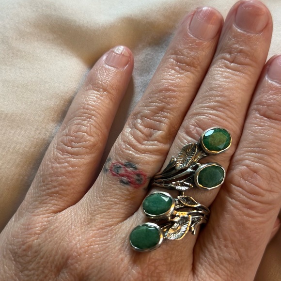 Green onyx in sterling silver climbing vine ring - Picture 6 of 6